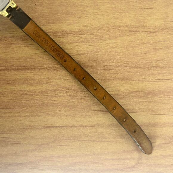 Timex Watch Women 18mm Gold Tone MOP Dial Black Leather Band New Battery - Picture 6 of 6